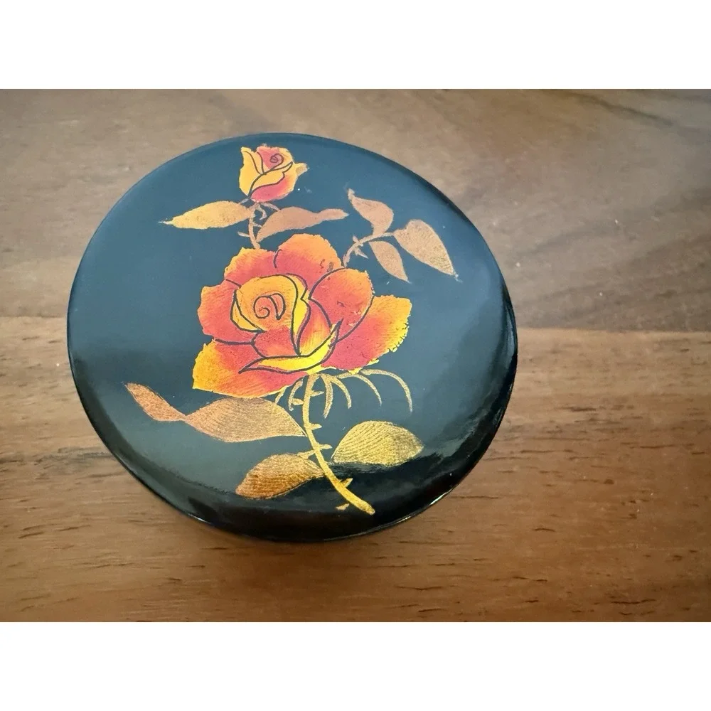 Lot Of 3 Trinket Boxes Art Deco Octagonal Flower , Rises Laquered & HeartJewelry